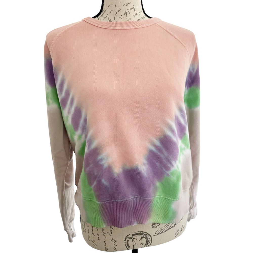 Daydreamer Women's Tie-Dye Crew Sweatshirt Top Size XS Peach Lavender Pullover